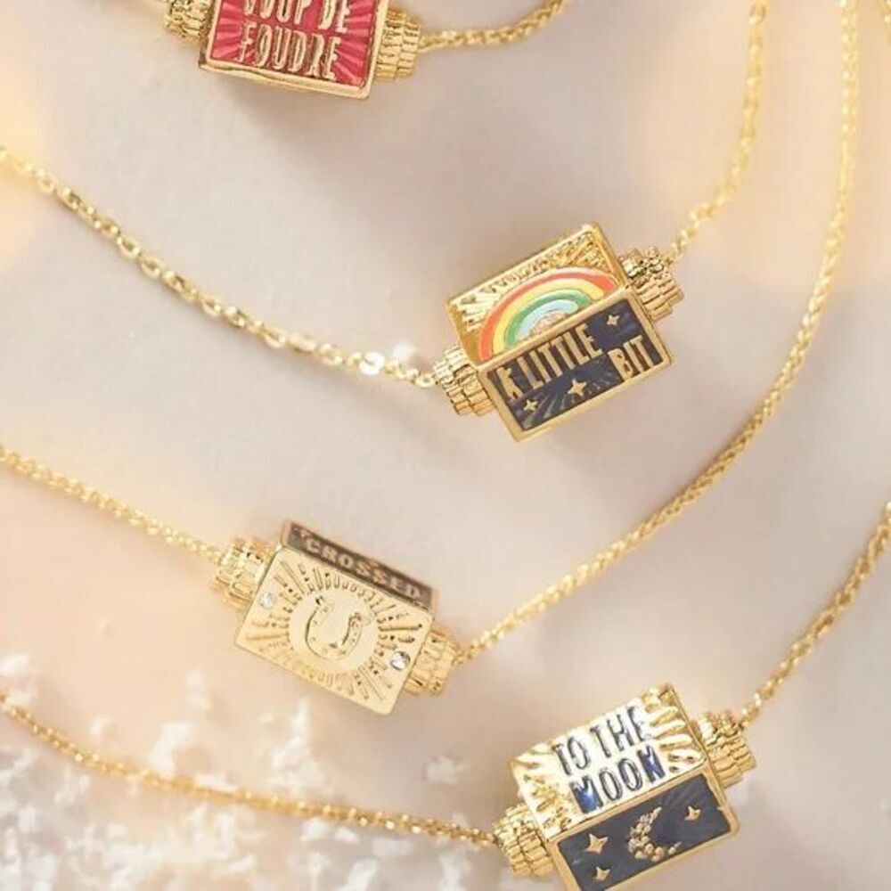 Anthropologie A Little Bit of Magic Spinner Charm Necklace in Gold - ONE - NEW